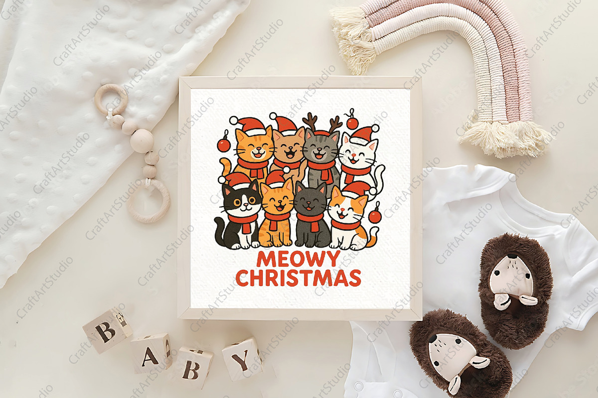 Meowy Christmas PNG Cat Sublimation, an Illustration by CraftArtStudio (Photo 4 of 4)