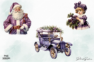 Purple Christmas Watercolor Clipart