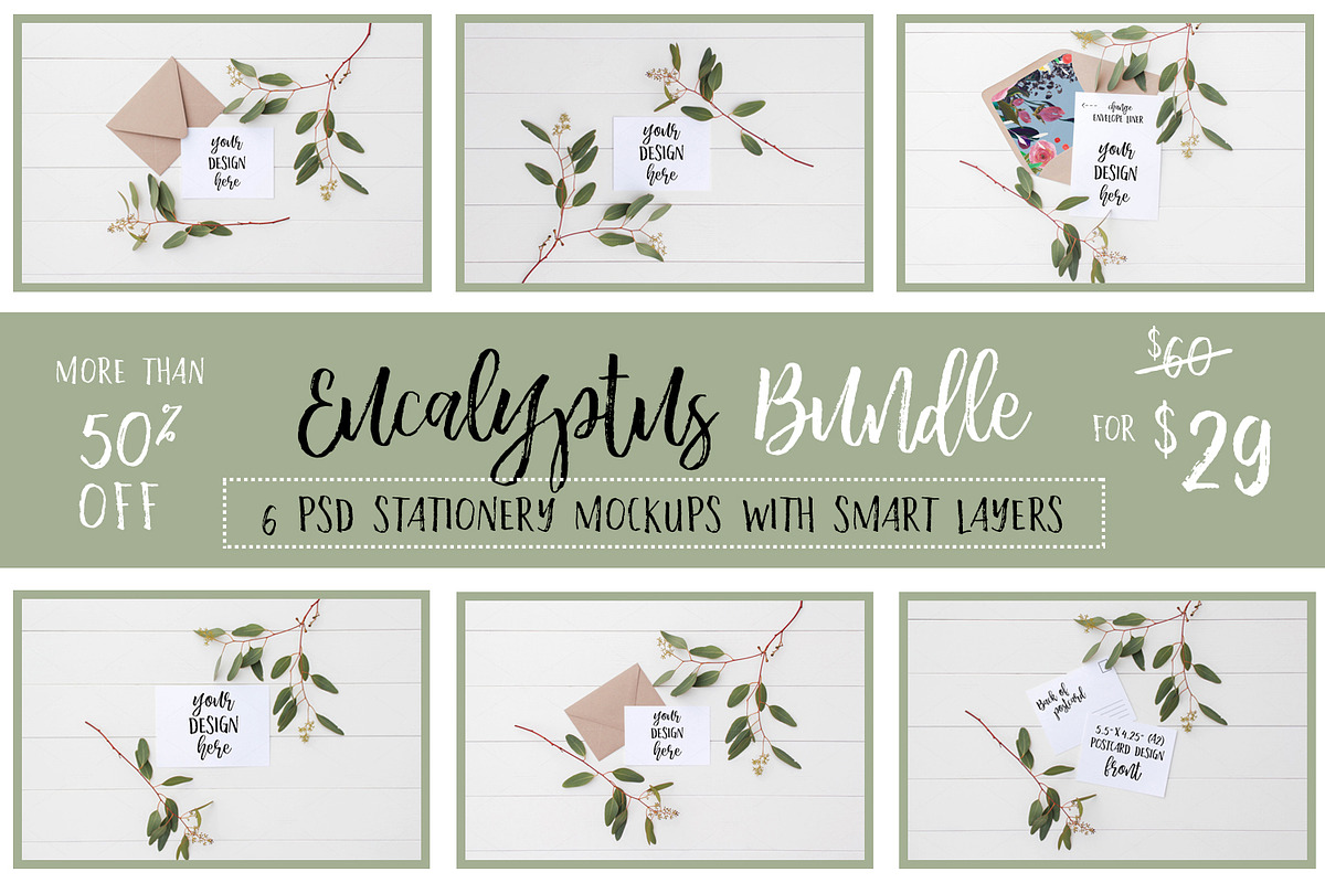 Eucalyptus Stationery Bundle SALE, a Print Template by ILLONA GRAPHICS (Photo 1 of 7)