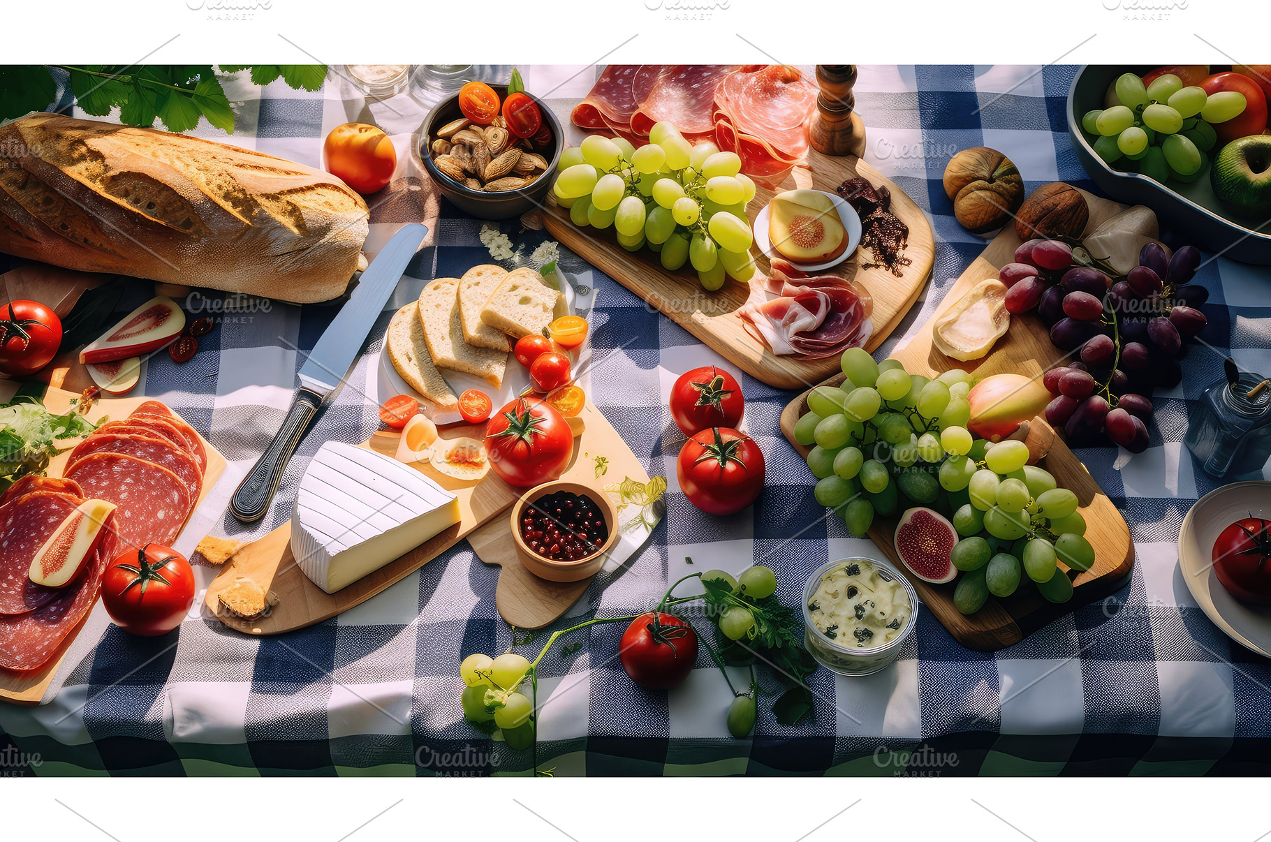 summer picnic flat lay ai generated, a Food & Drink Photo by pikepicture