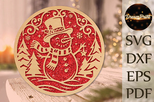 Christmas Snowman Laser Cut SVG, an Object Graphic by DreamPrint404
