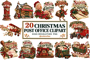 Christmas Post Office Clipart Bundle