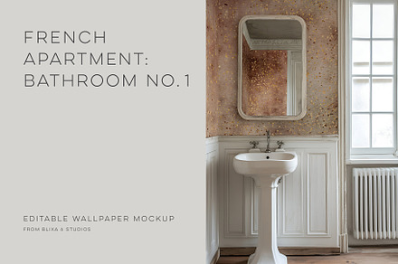 Shabby Chic French Bathroom Mockup, a Household Mockup by Blixa 6 Studios