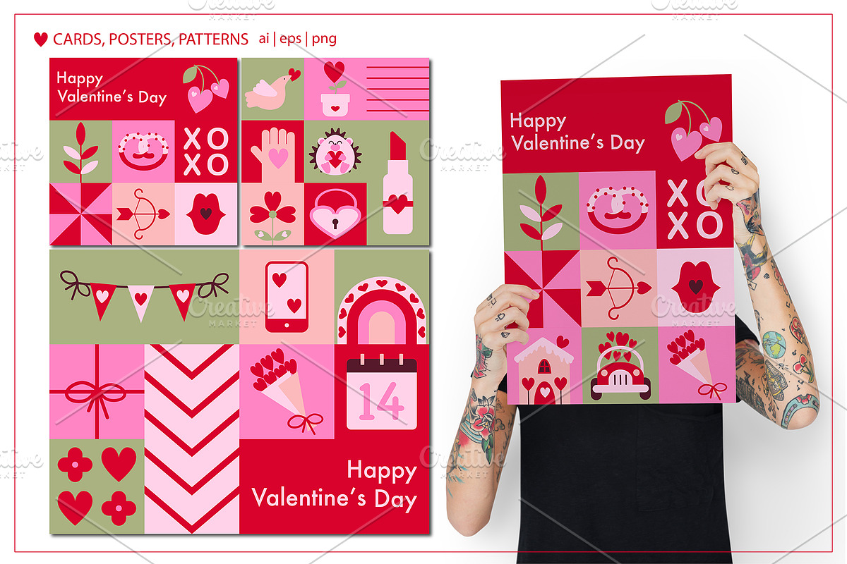 Happy Valentine's Abstract set, an Object Illustration by ArtPavo (Photo 6 of 9)