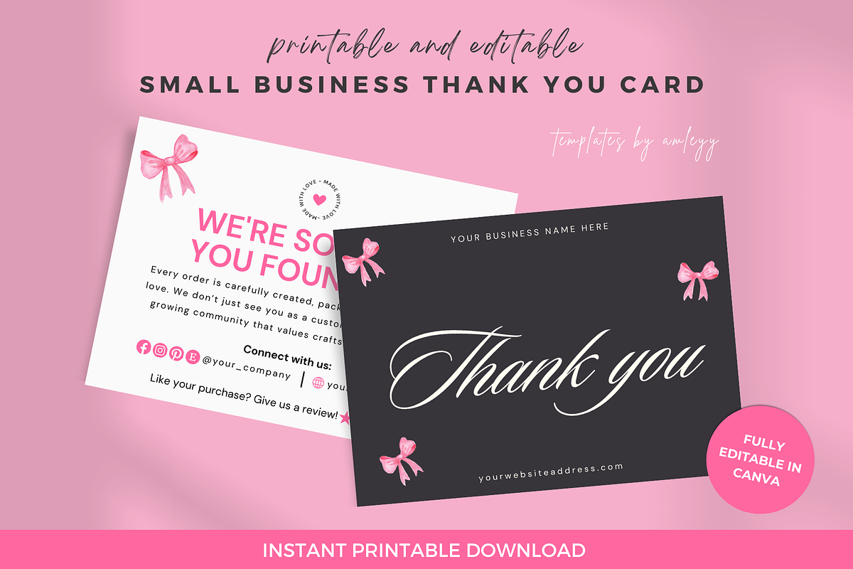 Luxury Coquette Thank You Card preview 2