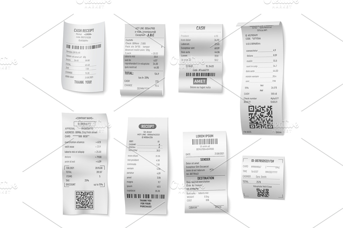Receipts bill. Paper receipt design, a Background Graphic by LadadikArt