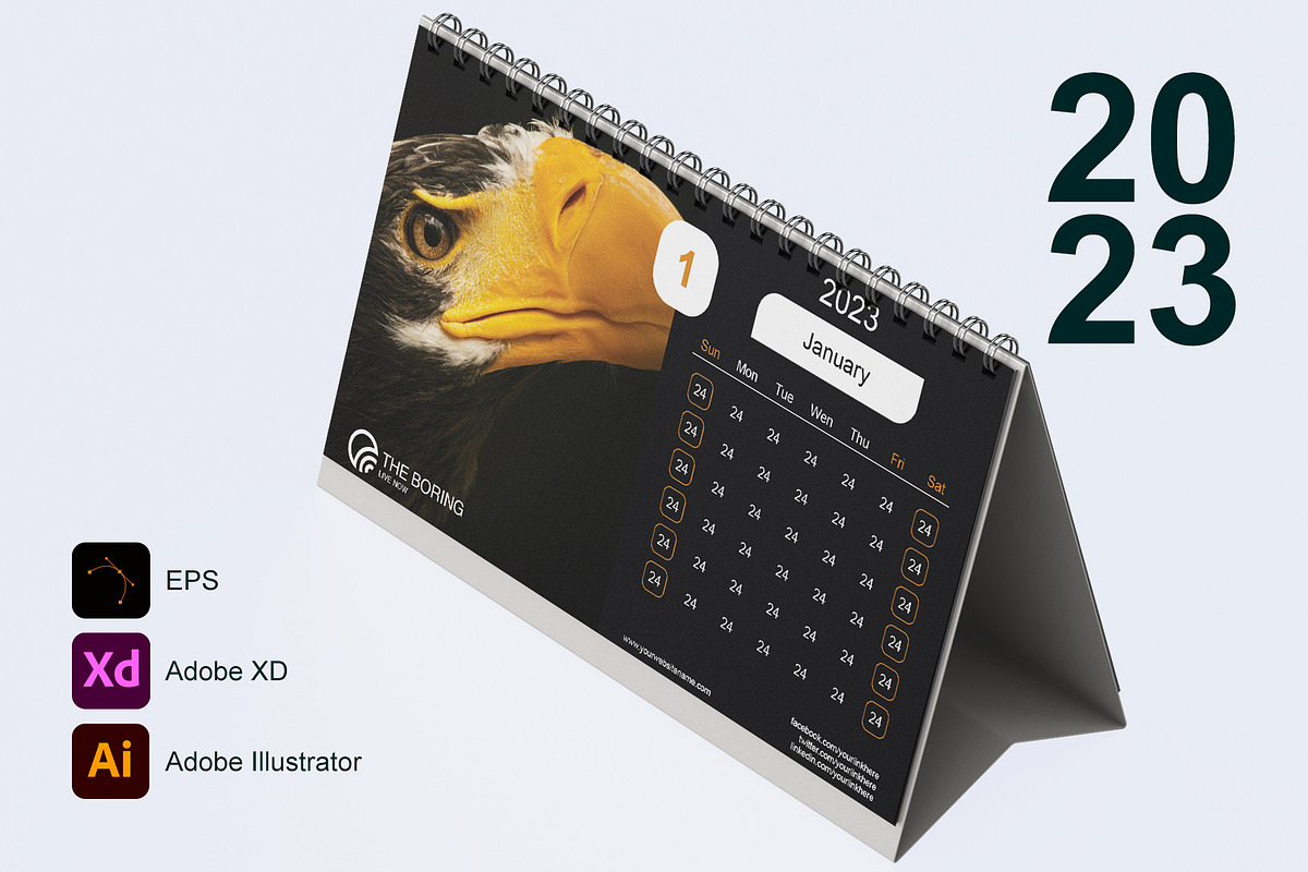Calendar 2023 Template 9 - Sunday, a Templates & Theme by Florin Chitic (Photo 1 of 2)