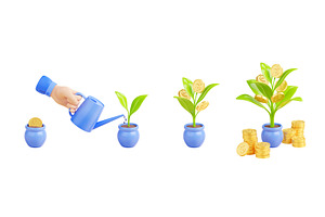 Money tree growth 3d render concept, an Environmental 3D Model by art PVP - market
