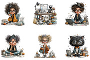 Halloween Office Girl Clipart Bundle, a Seasonal Illustration by CreationArt (Thumbnail 3 of 7)