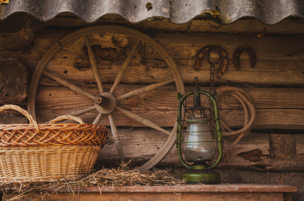 Rural retro still life featuring aged, ancient, and antique, a Nature Photo by oksix