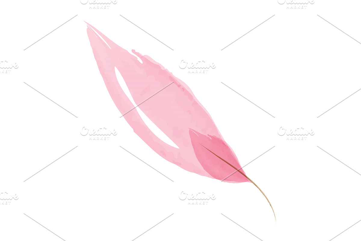 Pink watercolor leaf painted with, an Object Illustration by okskukuruza