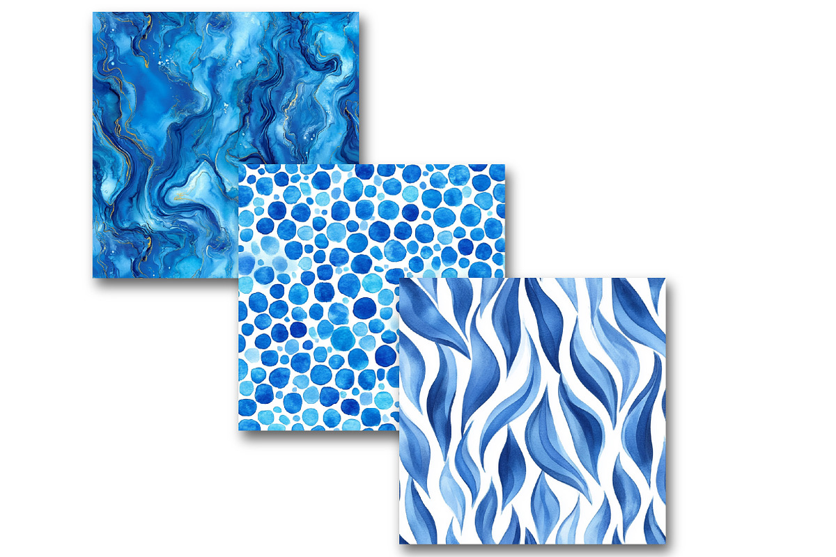 Blue Abstract Seamless Patterns, an Illustration by SinaCreation (Photo 2 of 5)