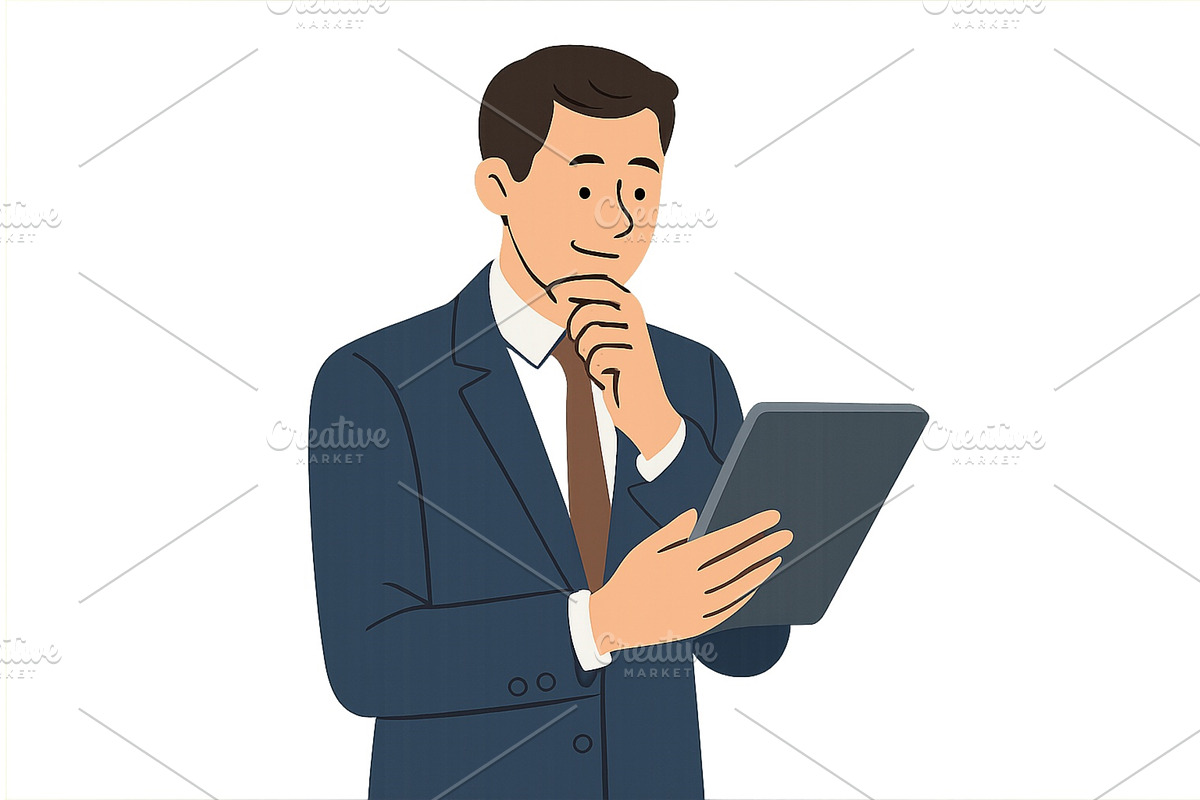 Professional man contemplating while, a Person Illustration by ZinetroN