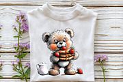 Watercolor Strawberry Bear Clipart, a Seasonal Illustration by OK Design (Thumbnail 5 of 6)