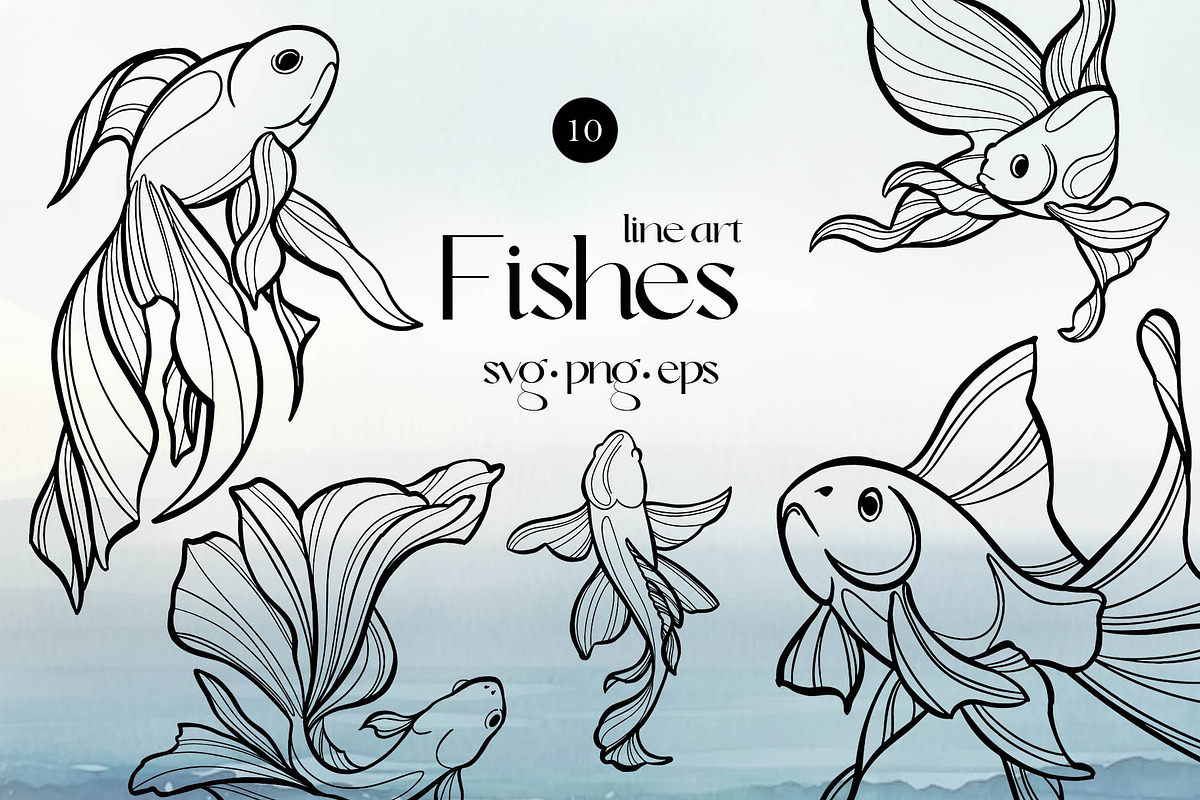 Fishes. Line art collection, an Animal Illustration by DamriNa art (Photo 1 of 5)