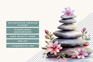 Zen Stones Spa Art Clipart Bundle