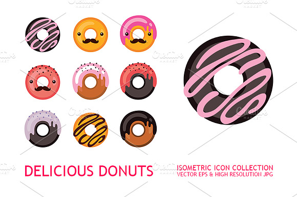 Donut Icons Collection Flat Design