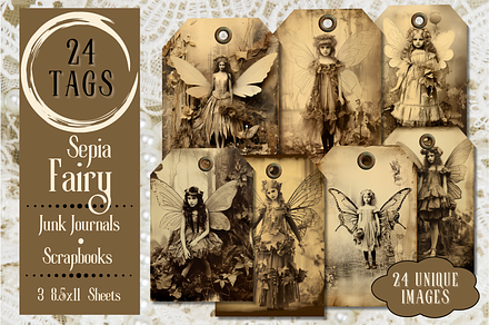 Vintage Fairy Junk Journal Tags, an Object Illustration by 23 Pixels