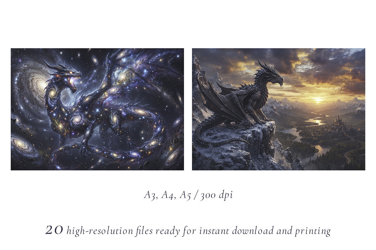Epic Dragon Wall Art Set, a Decorative Illustration by Nadia Semyroz (Photo 2 of 8)