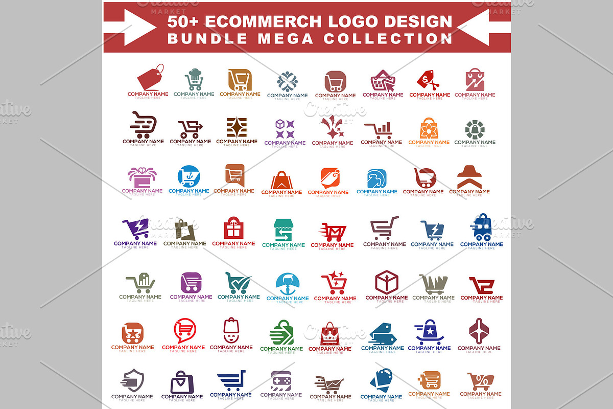 50+ E-commerce Logo Bundle Mega, a Branding & Logo Template by ArmanHossen75