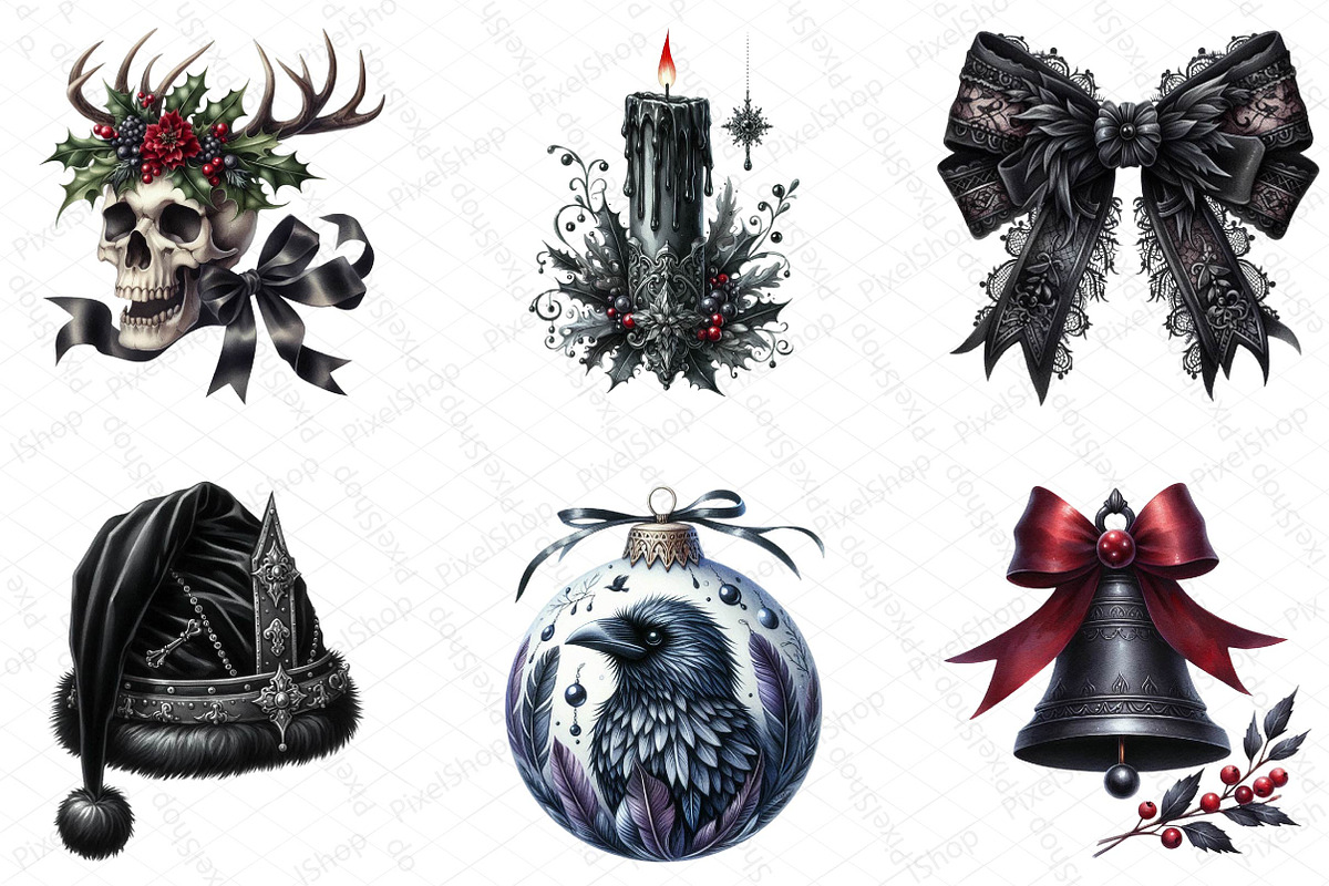 Gothic Christmas Day Clipart Bundle, an Illustration by DreamPrint404 (Photo 2 of 6)