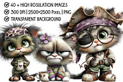 Whimsical Cat Clipart, an Illustration by Pixels.Craft (Thumbnail 4 of 6)