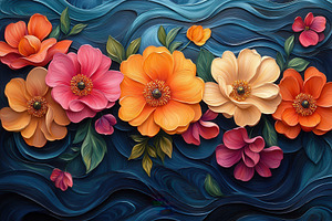Colorful floral design with intricat, a Photo by Tanuart
