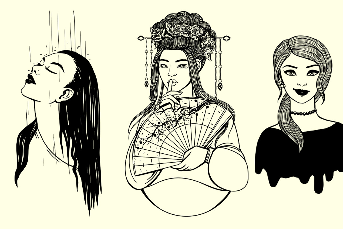 Hand-drawn Female portraits, an Illustration by Mandarinkas art (Photo 9 of 12)