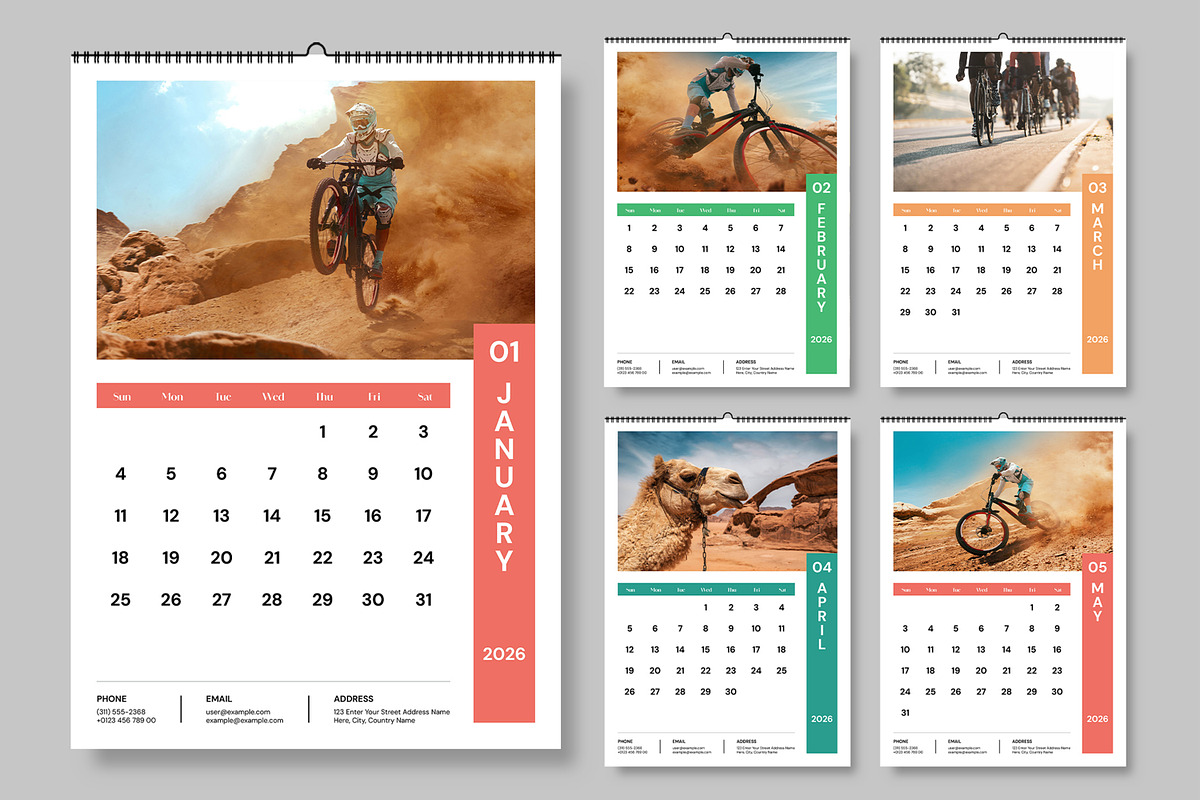 Modern 2026 Calendar Template, a Stationery Template by MightyDesign (Photo 1 of 8)