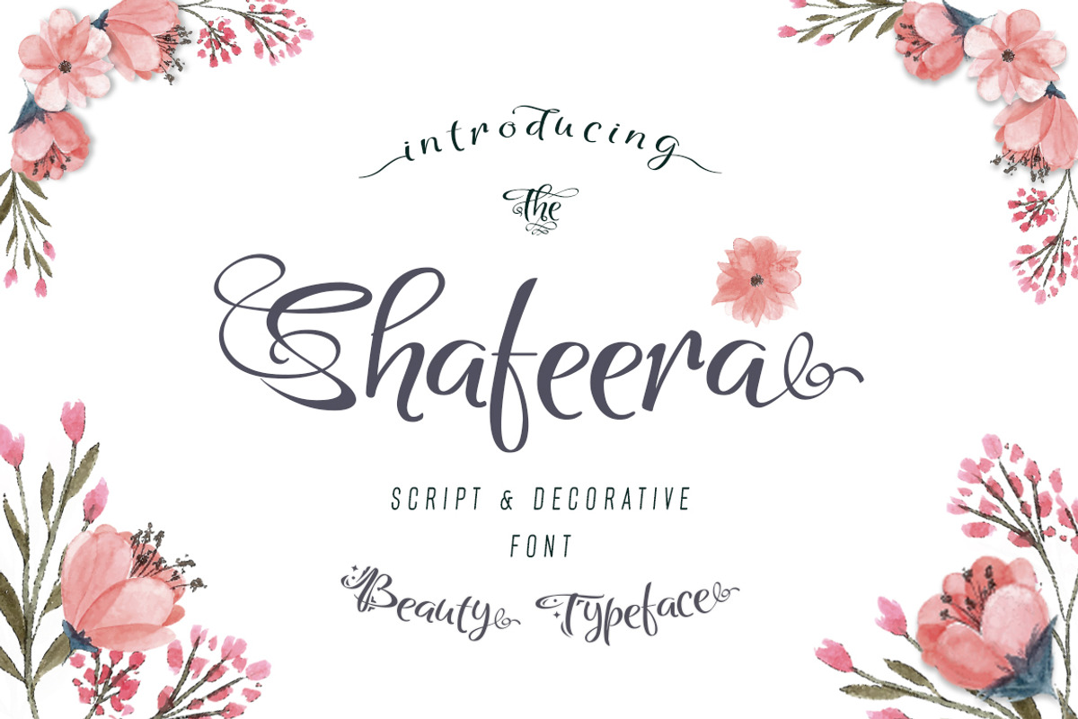 Shafeera Script Font, a Script Font by yantodesign (Photo 1 of 13)