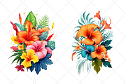Watercolor Tropical Flowers Clipart, an Illustration by FloridPrintables (Thumbnail 2 of 7)