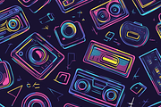 Retro 80s Neon Musical Vibes, a Background Graphic by Printable Treasure (Thumbnail 4 of 6)