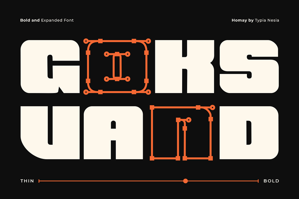 Homay - Bold Modern Expanded Retro, a Sans Serif Font by Typia Nesia (Photo 2 of 11)