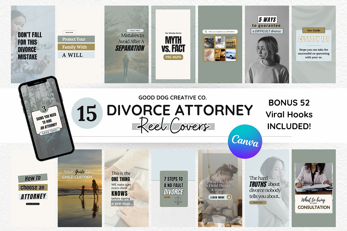 Divorce Attorney Reel Covers, a Social Media Template by gooddogcreativeco (Photo 1 of 9)