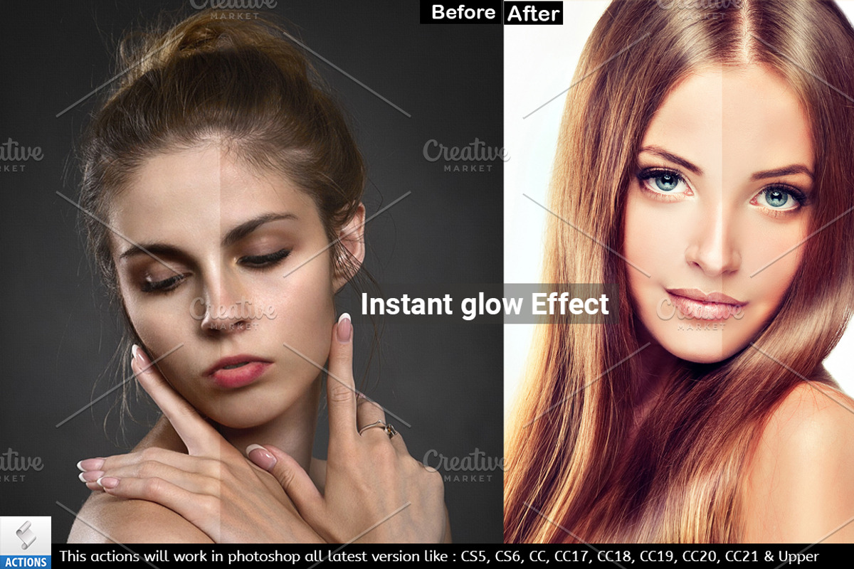 Instant glow Photoshop Effect, an Action Add-On by Vatdesign