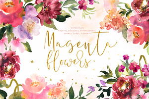 Watercolor Flowers. Floral Elements