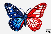 Patriotic American Flag Butterfly Pn, an Illustration by Designworld (Thumbnail 1 of 5)
