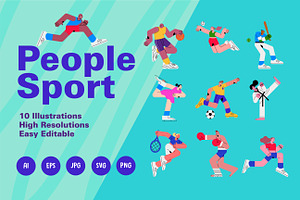Flat Sports Characters Vector Pack, a Person Illustration by CreartiveDesign