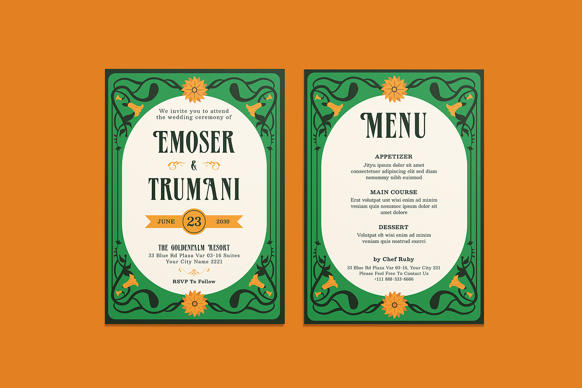 Elegant Nouveau Wedding Invitation, an Invitation Template by iDoodle Studio (Photo 1 of 4)