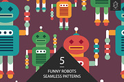 Funny robots seamless pattern set, a Pattern Graphic by Yury Velikanov (Thumbnail 1 of 5)
