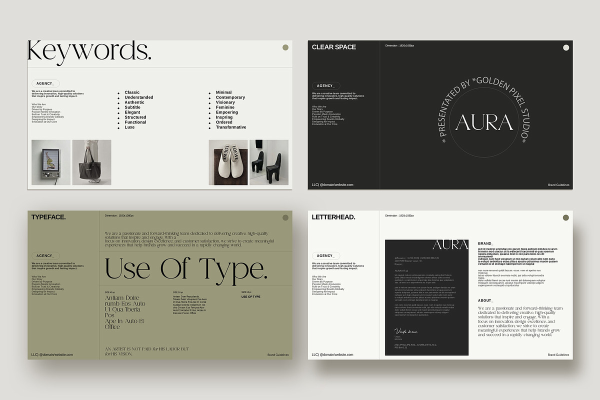 AURA Brand Guideline Presentation, a Presentation Template by GoldenPixelStudio (Photo 9 of 10)