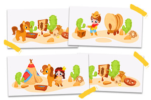 Wild West Cartoon Set