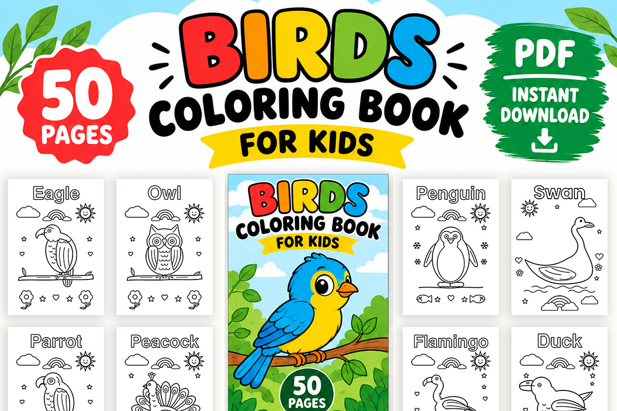 50 Pages Animal Coloring Book Kids, an Education Illustration by Mohammad Sarfaraz (Photo 15 of 15)