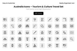 Australia Icons – Tourism & Culture, an Icon by Wencory