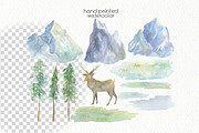 Watercolor Mountains Clipart, an Animal Illustration by OllyKo Art (Thumbnail 4 of 9)