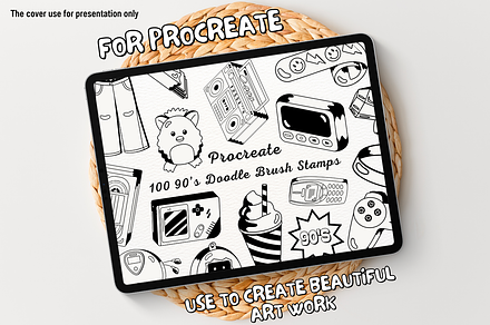100 90's Doodle Procreate Stamps, a Brush Add-On by Painter Creative Books