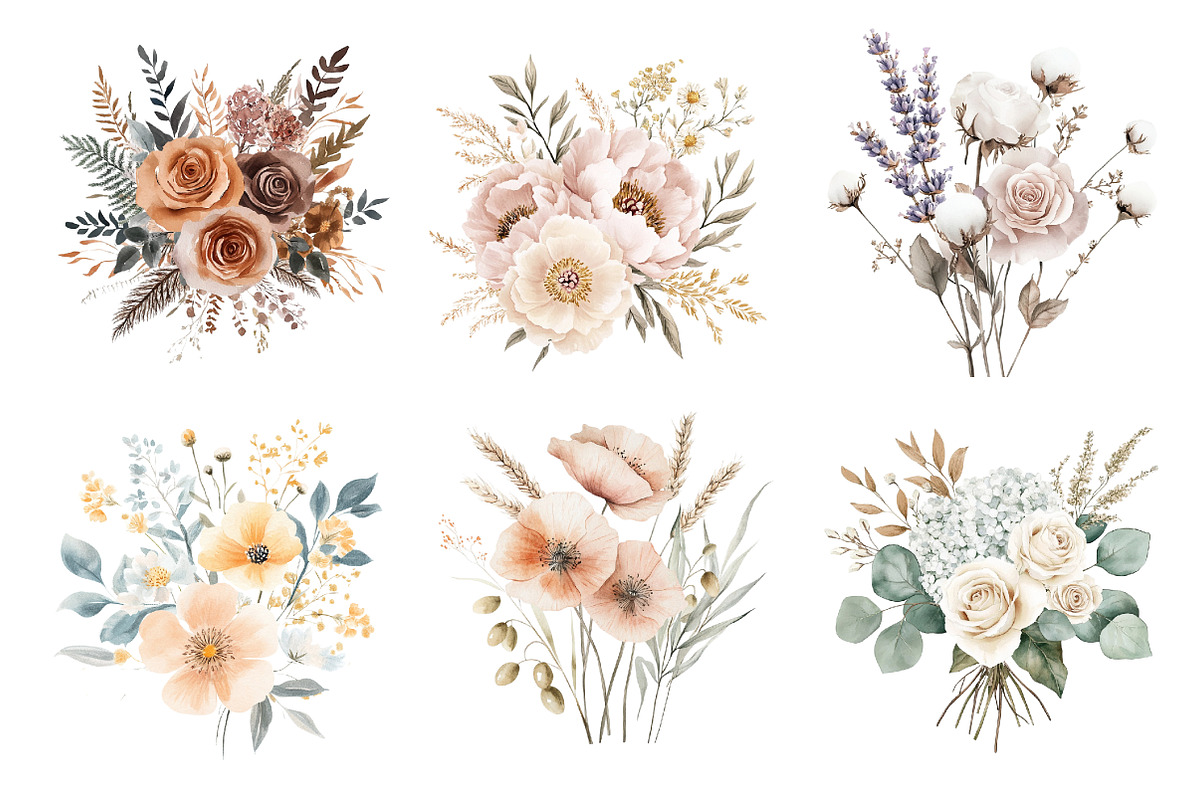 Boho Mother's Day Floral Bouquets, an Illustration by CreationArt (Photo 4 of 5)