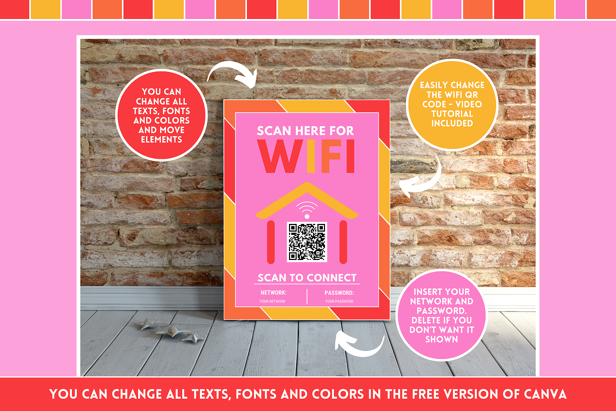 WiFi QR Code Sign - Colorful, a Card Template by SunshineStudioBoutique (Photo 6 of 10)