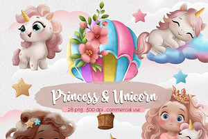 Princess And Unicorn Clipart