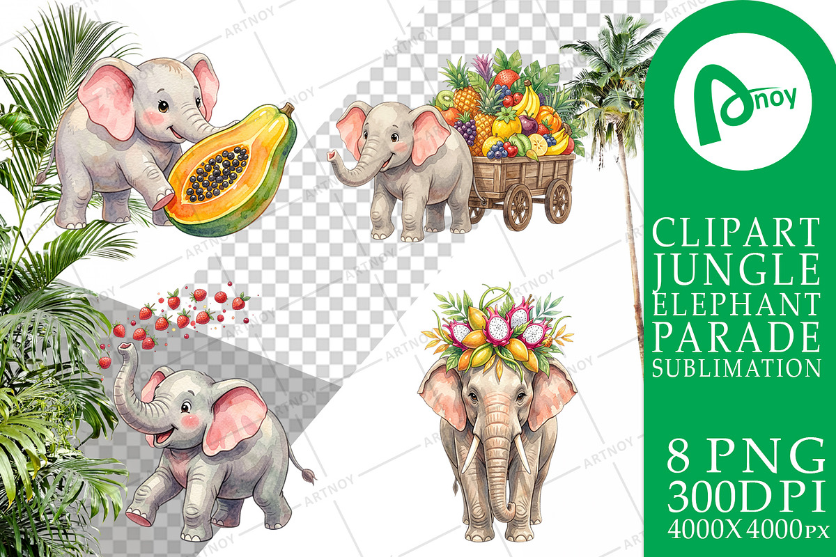 Cute Elephant Sublimation PNG, an Animal Illustration by Artnoy (Photo 11 of 18)